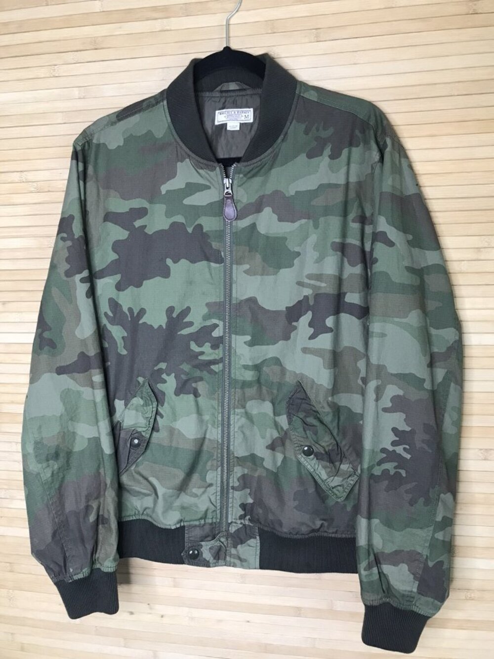 Wallace And Barnes Jacket Mens M Medium Green Camo Full Sip Long Sleeve Casual